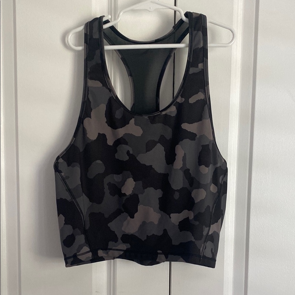 Athleta Black and Gray Camouflage Racerback Tank